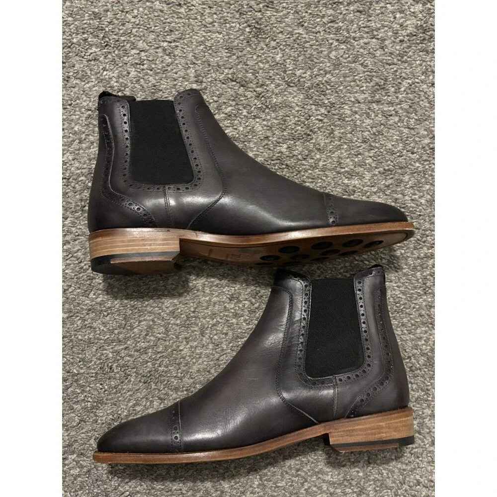 Taft Havana Chelsea Boots Sz EU 42 Men's US 9 Leather Spain Charcoal